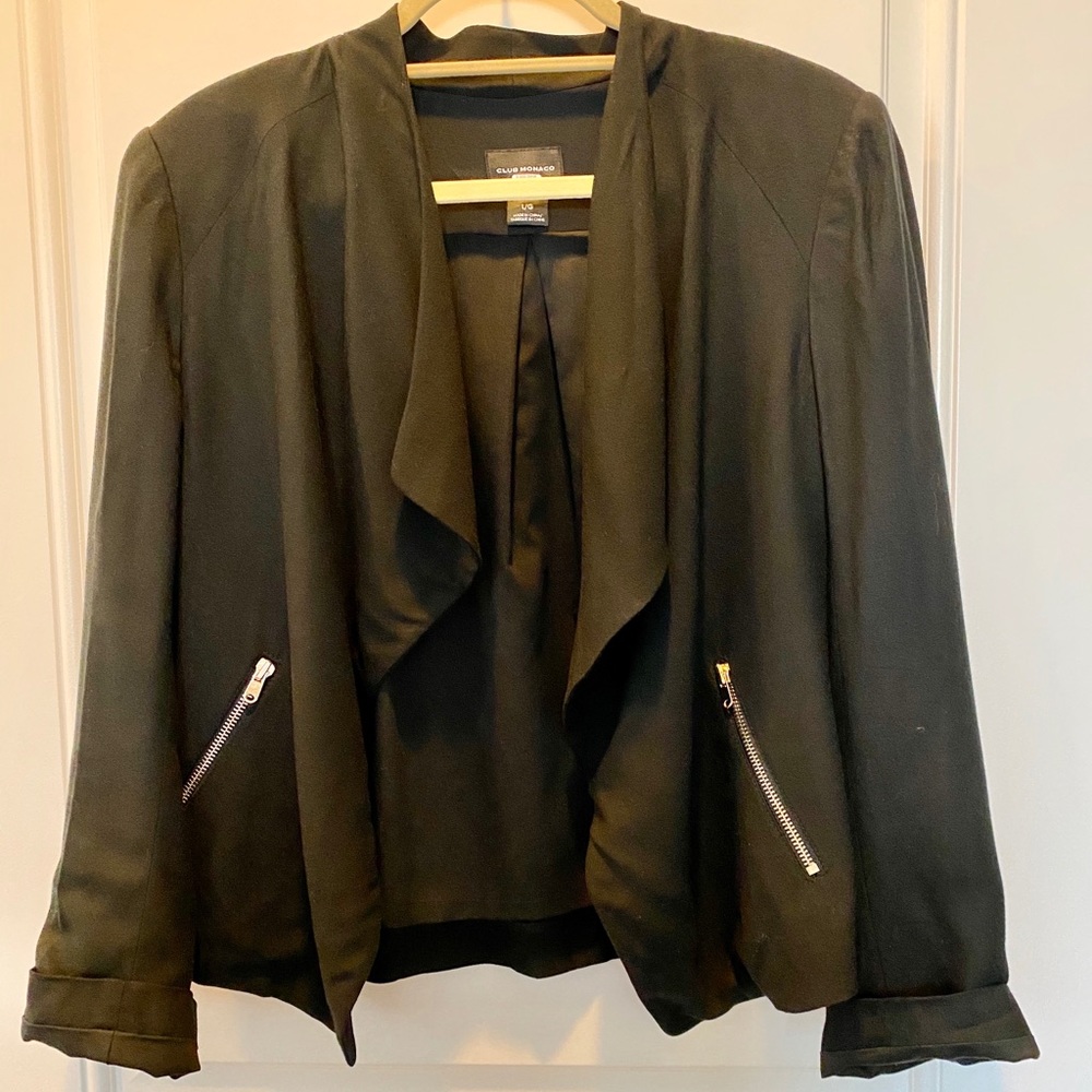 CLUB MONACO | Black Monique Drape Blazer (Size L)